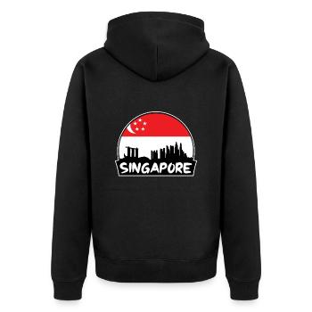 Singapour Singapour Flag Skyline Silhouette Voyage - Veste à capuche bio Premium Unisexe - noir - Dos - Nico (187cm)