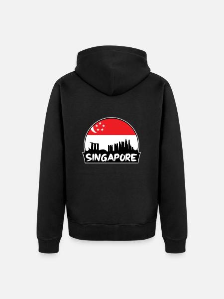 Singapour Singapour Flag Skyline Silhouette Voyage - Veste à capuche bio Premium Unisexe - noir