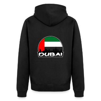 Dubai Uae Flag Skyline Silhouette Travel - Unisex Premium Organic Zip Hoodie - black - Back - Nico (187cm)