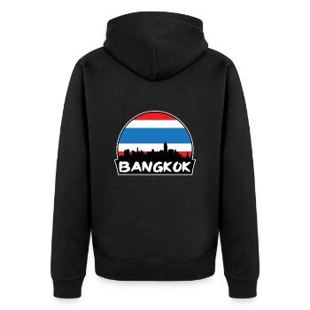 Bangkok Thaïlande Flag Skyline Silhouette Voyage - Veste à capuche bio Premium Unisexe - noir - Dos - Nico (187cm)