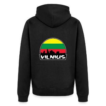 Vilnius Lituanie Flag Skyline Silhouette Voyage - Veste à capuche bio Premium Unisexe - noir - Dos - Nico (187cm)