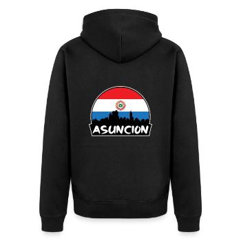 Asunción Paraguay Flagge Skyline Silhouette Reisen - Unisex Premium Bio Zip Hoodie - Schwarz - Hinten - Nico (187cm)