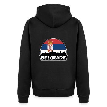 Belgrade Serbie Flag Skyline Silhouette Voyage - Veste à capuche bio Premium Unisexe - noir - Dos - Nico (187cm)