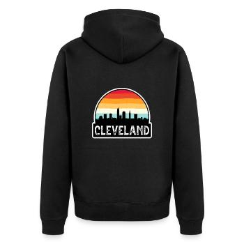 Cleveland Ohio USA Flagge Skyline Reise Souvenir - Unisex Premium Bio Zip Hoodie - Schwarz - Hinten - Nico (187cm)