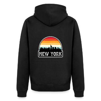 New York New York Drapeau des États-Unis Skyline Souvenir de voyage - Veste à capuche bio Premium Unisexe - noir - Dos - Nico (187cm)