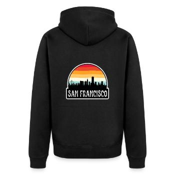 San Francisco Californie États-Unis Drapeau Skyline Travel S - Veste à capuche bio Premium Unisexe - noir - Dos - Nico (187cm)