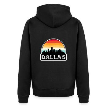 Dallas Texas USA Flagge Skyline Reise Souvenir - Unisex Premium Bio Zip Hoodie - Schwarz - Hinten - Nico (187cm)