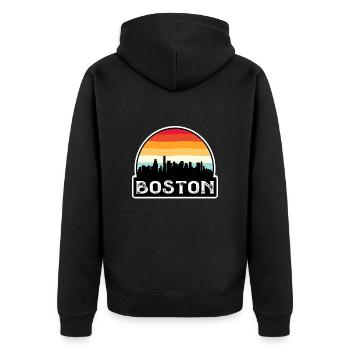 Boston Massachusetts USA Flag Skyline Travel Souve - Unisex Premium Organic Zip Hoodie - black - Back - Nico (187cm)