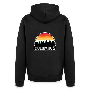 Columbus Ohio USA Flagge Skyline Reisesouvenir - Unisex Premium Bio Zip Hoodie - Schwarz - Hinten - Nico (187cm)