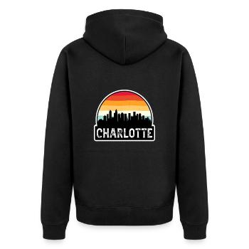 Charlotte North Carolina USA Flag Skyline Travel S - Unisex Premium Organic Zip Hoodie - black - Back - Nico (187cm)