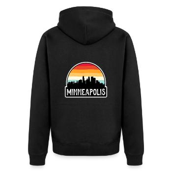 Minneapolis Minnesota USA Flagge Skyline Reisen Souv - Unisex Premium Bio Zip Hoodie - Schwarz - Hinten - Nico (187cm)