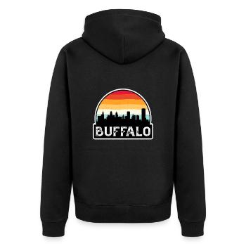Buffalo New York USA Flag Skyline Souvenir de voyage - Veste à capuche bio Premium Unisexe - noir - Dos - Nico (187cm)