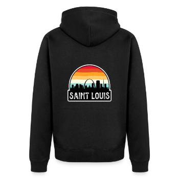 Saint Louis Missouri États-Unis Flag Skyline Travel Souve - Veste à capuche bio Premium Unisexe - noir - Dos - Nico (187cm)
