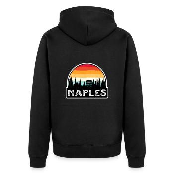 Naples Italy Flag Skyline Travel Souvenir - Unisex Premium Organic Zip Hoodie - black - Back - Nico (187cm)