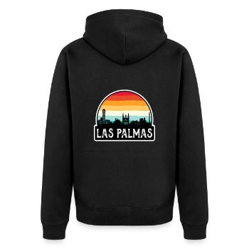 Las Palmas Spain Flag Skyline Travel Souvenir - Unisex Premium Organic Zip Hoodie - black - Back - Nico (187cm)