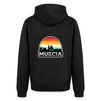 Murcia Spanien Flagge Skyline Reisesouvenir - Unisex Premium Bio Zip Hoodie - Schwarz - Hinten - Nico (187cm)