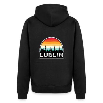 Lublin Pologne Flag Skyline Souvenir de voyage - Veste à capuche bio Premium Unisexe - noir - Dos - Nico (187cm)