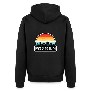 Poznan Poland Flag Skyline Travel Souvenir - Unisex Premium Organic Zip Hoodie - black - Back - Nico (187cm)