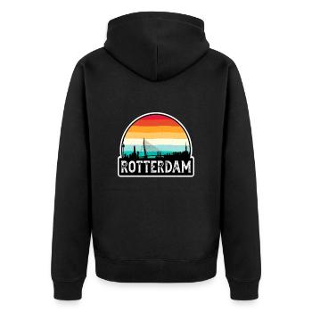 Rotterdam Pays-Bas Flag Skyline Souvenir de voyage - Veste à capuche bio Premium Unisexe - noir - Dos - Nico (187cm)