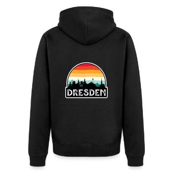 Dresde Allemagne Flag Skyline Souvenir de voyage - Veste à capuche bio Premium Unisexe - noir - Dos - Nico (187cm)