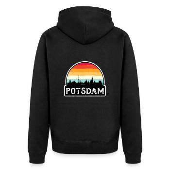Potsdam Deutschland Flagge Skyline Reise Souvenir - Unisex Premium Bio Zip Hoodie - Schwarz - Hinten - Nico (187cm)