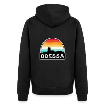 Odessa Ukraine Flag Skyline Travel Souvenir - Unisex Premium Organic Zip Hoodie - black - Back - Nico (187cm)