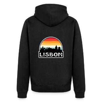 Lisbonne Portugal Flag Skyline Souvenir de voyage - Veste à capuche bio Premium Unisexe - noir - Dos - Nico (187cm)