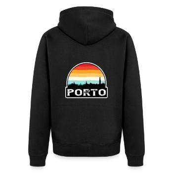 Porto Portugal Flag Skyline Souvenir de voyage - Veste à capuche bio Premium Unisexe - noir - Dos - Nico (187cm)