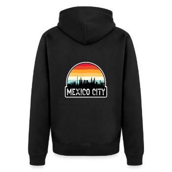Mexiko-Stadt Mexiko-Flagge Skyline Reise-Souvenir - Unisex Premium Bio Zip Hoodie - Schwarz - Hinten - Nico (187cm)