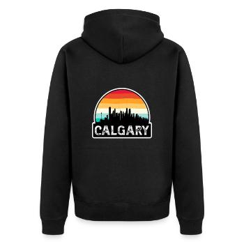 Calgary Canada Flag Skyline Travel Souvenir - Unisex Premium Organic Zip Hoodie - black - Back - Nico (187cm)