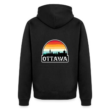 Souvenir de voyage de la ligne d’horizon du drapeau du Canada d’Ottawa - Veste à capuche bio Premium Unisexe - noir - Dos - Nico (187cm)