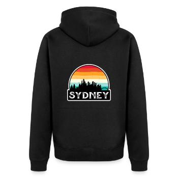 Sydney Australia Flag Skyline Travel Souvenir - Unisex Premium Organic Zip Hoodie - black - Back - Nico (187cm)
