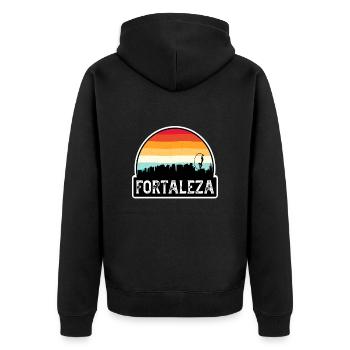 Fortaleza Brasilien-Flagge Skyline Reise-Souvenir - Unisex Premium Bio Zip Hoodie - Schwarz - Hinten - Nico (187cm)