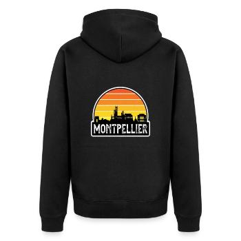 Montpellier France Flag Skyline Souvenir de voyage - Veste à capuche bio Premium Unisexe - noir - Dos - Nico (187cm)