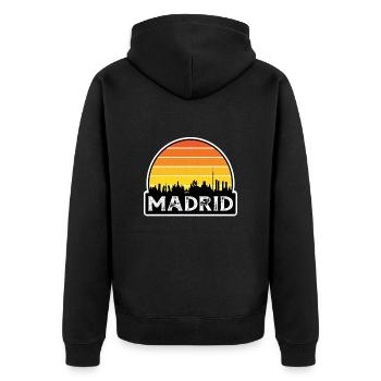 Madrid Espagne Flag Skyline Souvenir de voyage - Veste à capuche bio Premium Unisexe - noir - Dos - Nico (187cm)