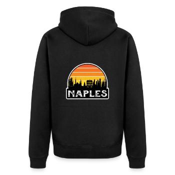 Naples Italy Flag Skyline Travel Souvenir - Unisex Premium Organic Zip Hoodie - black - Back - Nico (187cm)