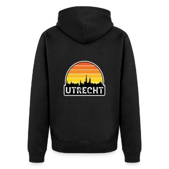 Utrecht Netherlands Flag Skyline Travel Souvenir - Unisex Premium Organic Zip Hoodie - black - Back - Nico (187cm)