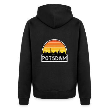 Potsdam Deutschland Flagge Skyline Reisesouvenir - Unisex Premium Bio Zip Hoodie - Schwarz - Hinten - Nico (187cm)