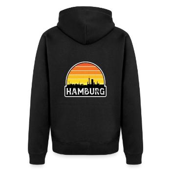 Hambourg Allemagne Flag Skyline Souvenir de voyage - Veste à capuche bio Premium Unisexe - noir - Dos - Nico (187cm)