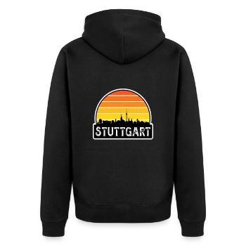 Stuttgart Deutschland Flagge Skyline Reisesouvenir - Unisex Premium Bio Zip Hoodie - Schwarz - Hinten - Nico (187cm)