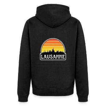 Lausanne Suisse Flag Skyline Souvenir de voyage - Veste à capuche bio Premium Unisexe - noir - Dos - Nico (187cm)