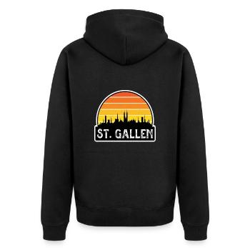 St. Gallen Schweiz Flagge Skyline Reisen Souveni - Unisex Premium Bio Zip Hoodie - Schwarz - Hinten - Nico (187cm)
