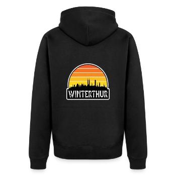 Winterthur Schweiz Flagge Skyline Travel Souveni - Unisex Premium Bio Zip Hoodie - Schwarz - Hinten - Nico (187cm)
