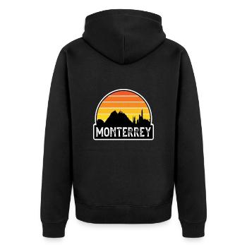 Monterrey Mexiko Flagge Skyline Reisesouvenir - Unisex Premium Bio Zip Hoodie - Schwarz - Hinten - Nico (187cm)