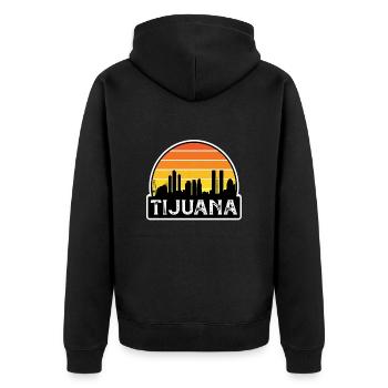 Tijuana Mexico Flag Skyline Travel Souvenir - Unisex Premium Organic Zip Hoodie - black - Back - Nico (187cm)