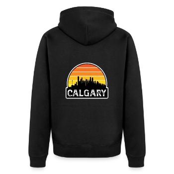 Calgary Canada Flag Skyline Travel Souvenir - Unisex Premium Organic Zip Hoodie - black - Back - Nico (187cm)