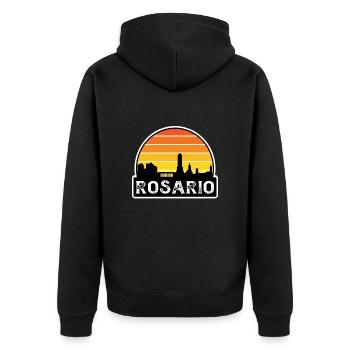 Rosario Argentinien-Flagge Skyline Reise-Souvenir - Unisex Premium Bio Zip Hoodie - Schwarz - Hinten - Nico (187cm)