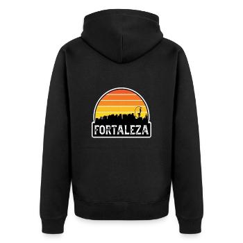 Fortaleza Brasilien-Flagge Skyline Reise-Souvenir - Unisex Premium Bio Zip Hoodie - Schwarz - Hinten - Nico (187cm)