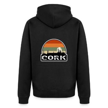 Cork Ireland Flag Skyline Travel Souvenir - Unisex Premium Organic Zip Hoodie - black - Back - Nico (187cm)