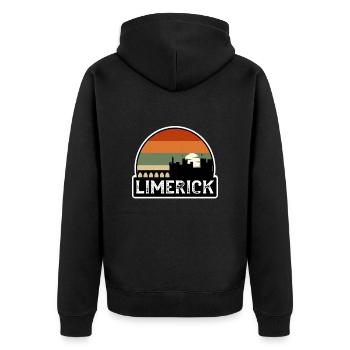 Limerick Ireland Flag Skyline Travel Souvenir - Unisex Premium Organic Zip Hoodie - black - Back - Nico (187cm)